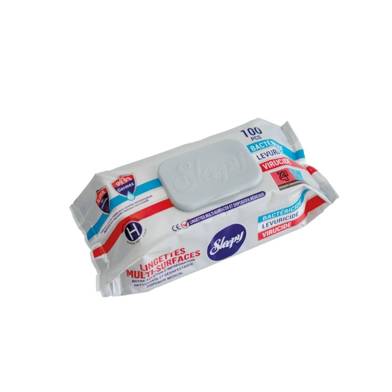Lingettes nettoyantes désinfectantes multi-surfaces SLEEPY-sachet de 100
